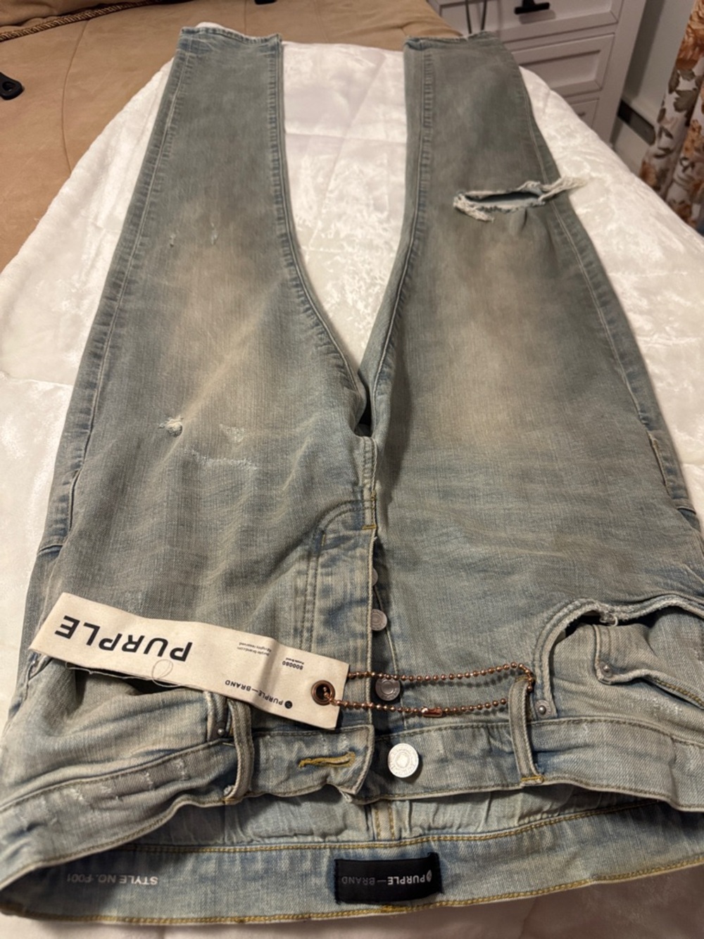 PURPLE Brand Slim Straight Men’s Jeans in Faded Light Blue-Grey